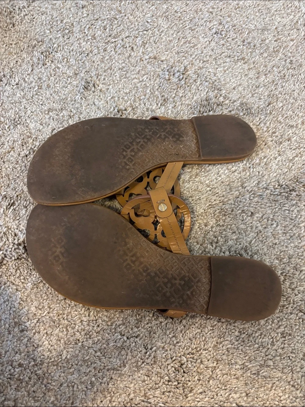 Tory Burch miller Tan Leather Logo Thong Sandal 9